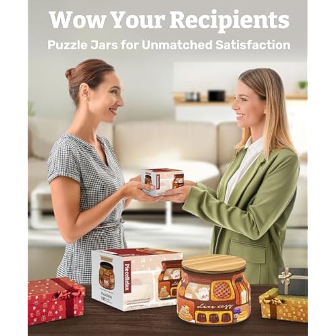 3D PUZZLE JAR 64 PLASTIC PIECES FOR ADULTS - LIVE COZY - WOODEN LID CONTAINER FOR KITCHEN DINING STUDY LIVING ROOM NO GLUE REQUIED SMALL [BC1021] - Image 4